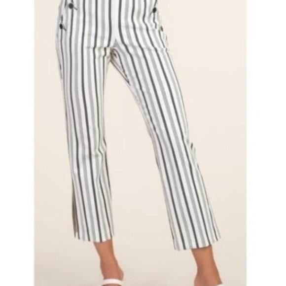 Trina Turk White with black stripes Theater(sailor) Cropped Pants size 4 - Picture 1 of 10
